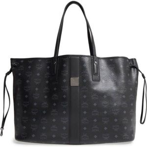 MCM BLACK LIZ REVERSIBLE LARGE TOTE w/ POUCH